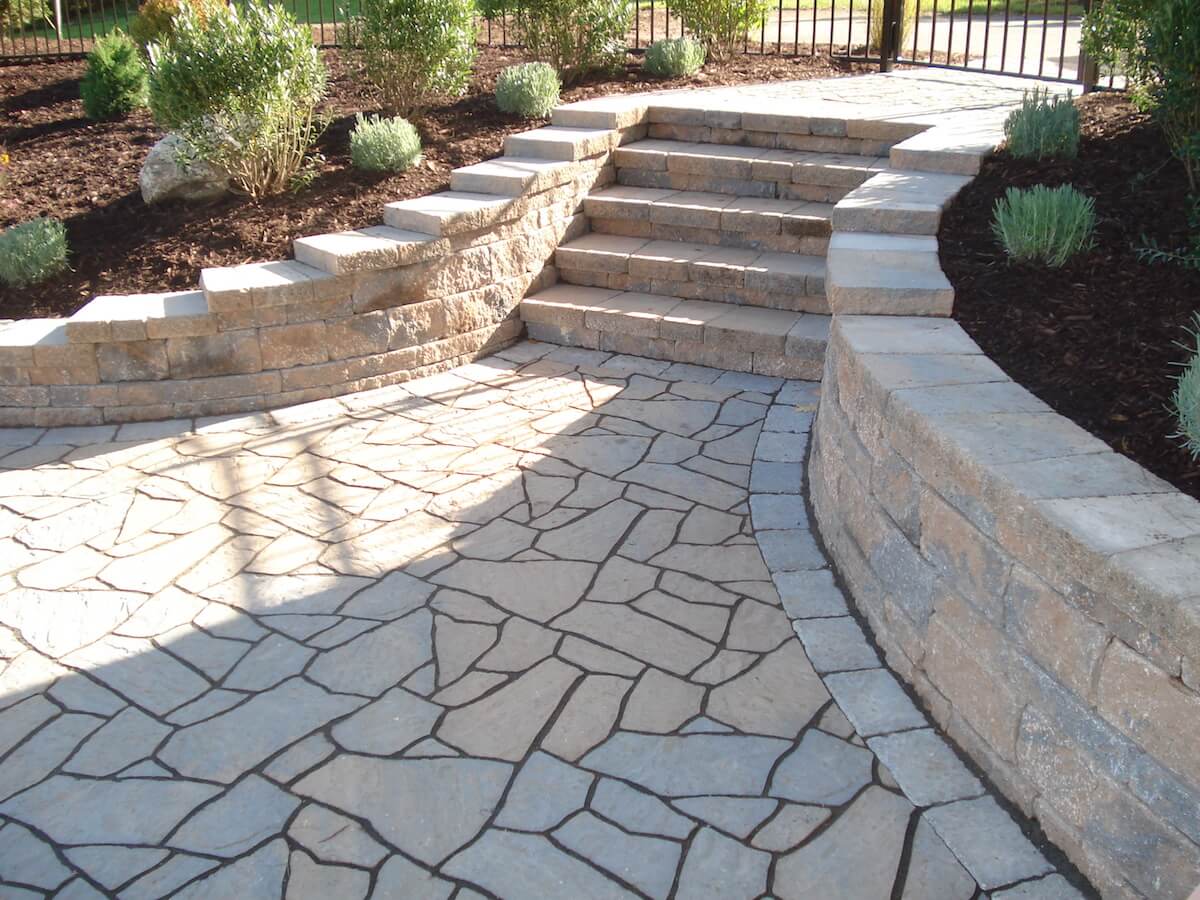 Outdoor stairs leading to patio